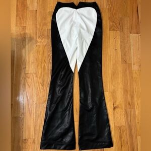 NWOT REHAB LAB Black and White Flare Pants with Heart Shape On Back